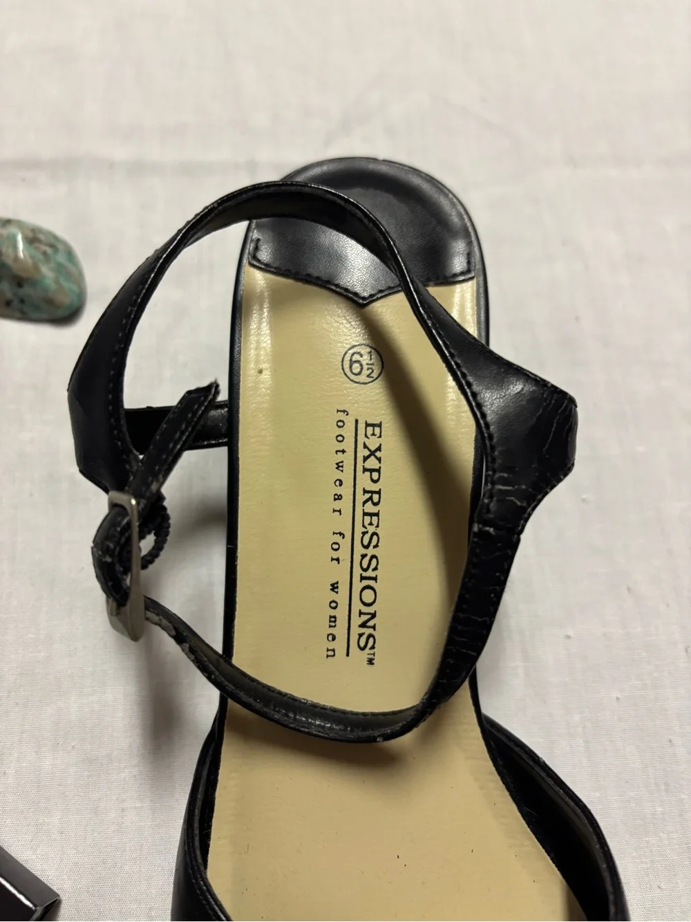 Expressions Black Open-Toe Strappy Heels